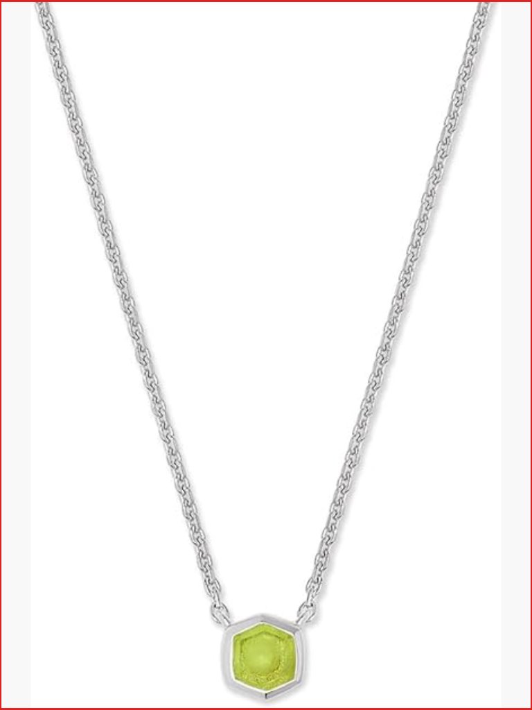 Sterling Silver Pendant Necklace With Peridot Birthstone